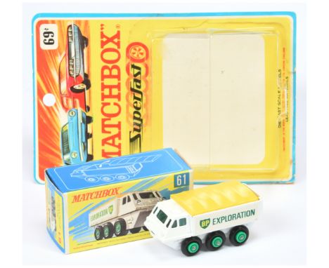 Matchbox Regular Wheels 61b Alvis Stalwart - dark green BP Exploration labels, ribbed loadbed, green plastic hubs - Excellent