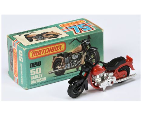 Matchbox Superfast 50c Harley Davidson Motorcycle FACTORY PRE-PRODUCTION COLOUR TRIAL - red frame, black front forks &amp; se