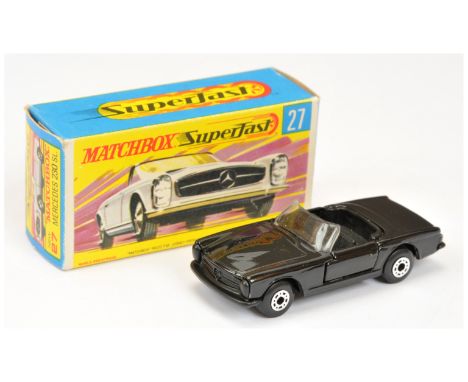 Matchbox Superfast 27a Mercedes 230SL MADE IN HUNGARY ISSUE - gloss black body, clear windscreen, black interior, matt black 