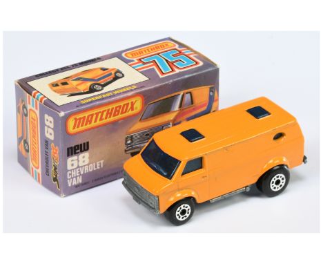 Matchbox Superfast 68c Chevrolet Van - orange body without tampo print, blue windows, bare metal base - Excellent Plus with a