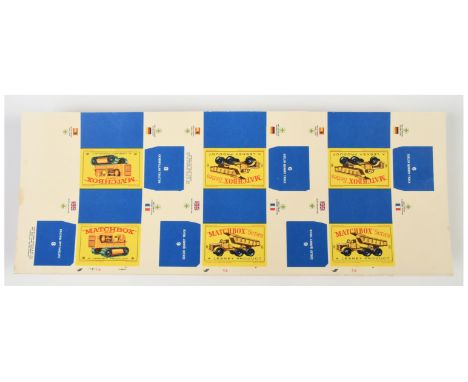 Matchbox Regular Wheels original but cut down printers sheet of unstamped Regular Wheel Boxes - please see previous Lot 4516 