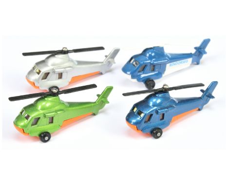 Matchbox Superfast 4 x 75c RAF Seasprite Rescue Helicopter MADE IN BULGARIA &amp; HUNGARY ISSUES - (1) metallic silver body, 