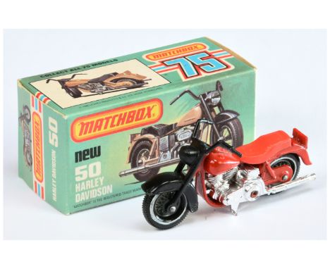 Matchbox Superfast 50c Harley Davidson Motorcycle FACTORY PRE-PRODUCTION COLOUR TRIAL - red frame, black front forks, bright 