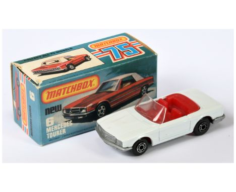 Matchbox Superfast 6c Mercedes 350SL Convertible - MADE IN CHINA ISSUE - white body, clear windscreen, red interior, silver p