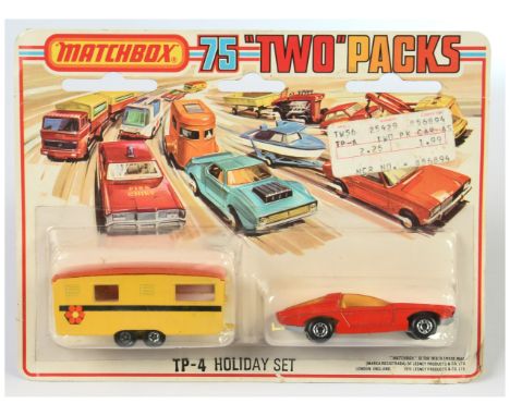 Matchbox Superfast Twin Pack TP-4 Holiday Set - containing (1) 40a Vauxhall Guildsman Streakers Issue - red body with yellow 