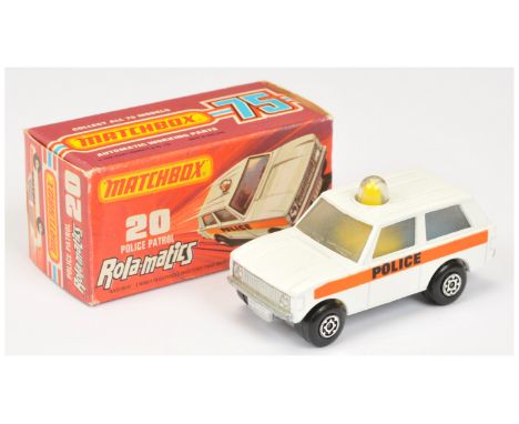 Matchbox Superfast 20b Range Rover Police Patrol - small lettered police labels, clear frosted windows, RARE COMBINATION OF B