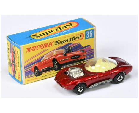 Matchbox Superfast 36b Hot Rod Draguar MADE IN BRAZIL ISSUE - metallic candy apple red body (much darker than Lesney England 