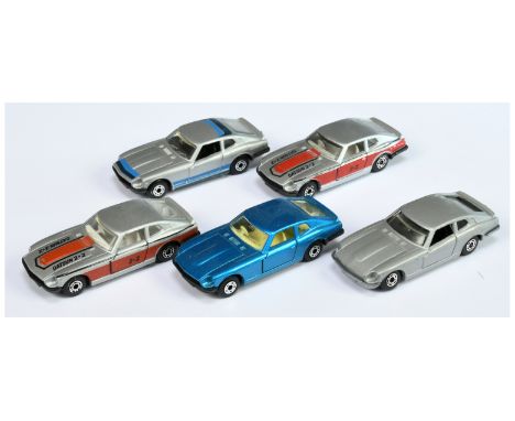 Matchbox Superfast 5 x unboxed 67c Datsun 260Z - all are clear windows unless otherwise stated - (1) metallic blue body, pale