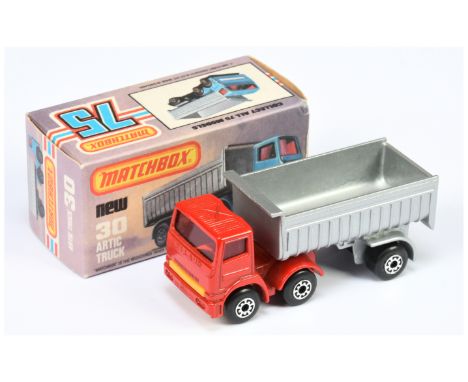 Matchbox Superfast 30d Leyland Articulated Truck - red tractor unit, red windows, dark yellow plastic grille, metallic silver