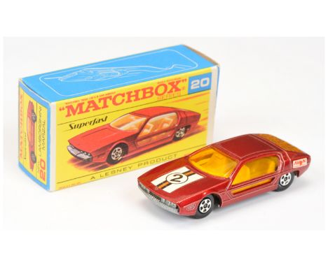 Matchbox Superfast 20a Lamborghini Marzal - metallic red body with racing number 2 hood label &amp; Avon rear wing labels, iv