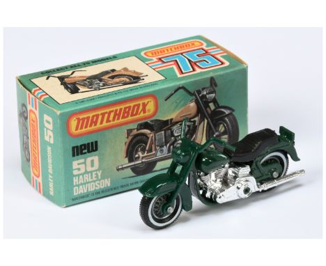 Matchbox Superfast 50c Harley Davidson Motorcycle FACTORY PRE-PRODUCTION COLOUR TRIAL - dark british racing green frame &amp;