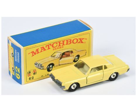 Matchbox Regular Wheels 62c Mercury Cougar - RARE STANNARD CODE 1 - pale yellow body (commonly referred to as cream), clear w