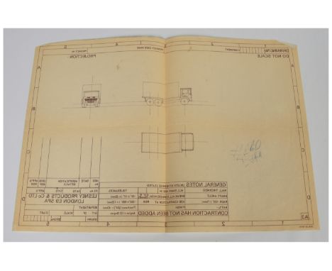 Matchbox Superfast Factory Working Drawing for an unreleased model of a Tri-Axle Leyland Ergomatic Container Truck based on a