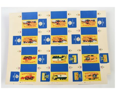 Matchbox Regular Wheels original but cut down printers sheet of unstamped Regular Wheel Boxes - please see previous Lot 4516 