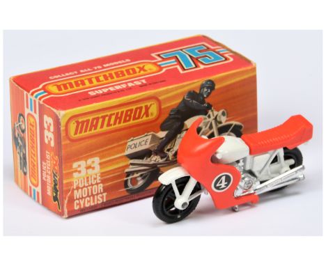 Matchbox Superfast 33c Honda CB750 Racing Motorcycle (from Super Kings K91 Motorcycle Racing Set) - white frame, chrome engin