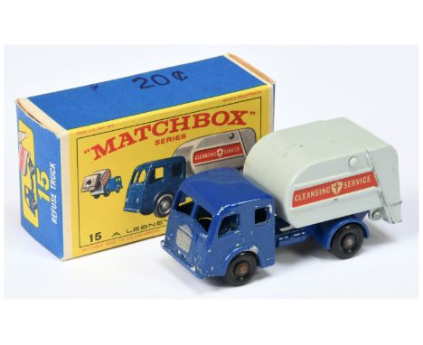 Matchbox Regular Wheels 15c Dennis Refuse Truck&nbsp; - Stannard Code 2 - with silver grille, light grey container body with 
