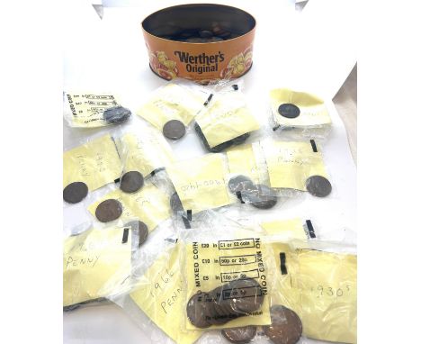 Tin of various vintage and later coins 