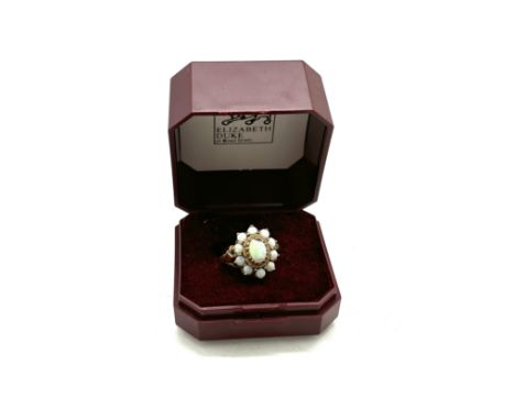 9ct gold opal set dress ring,  ring size O weight 3.1grams