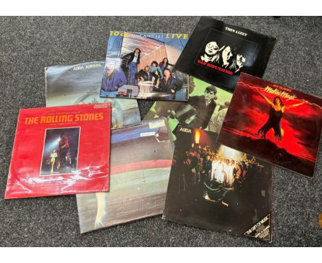 Selection of assorted records includes The rolling stones, Abba etc