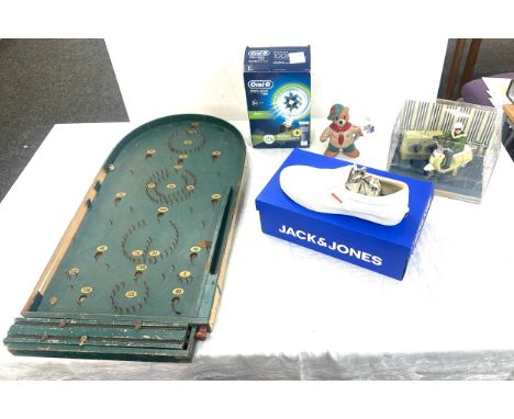 Selection of collectable items to include a bagatelle board, Jack And Jones Shoes, Boxed Oral B toothbrush etc