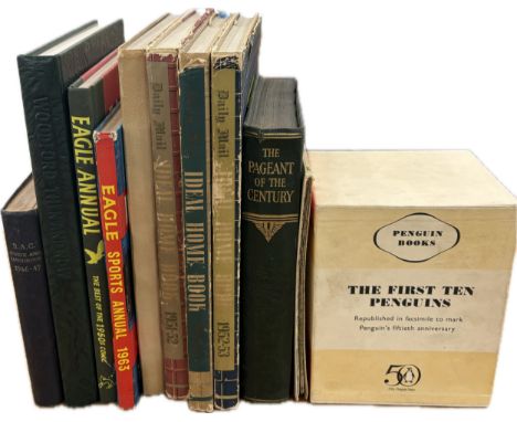 Selection vintage hardback books to include Eagle annual, Royal automobile club guide and handbook, ideal home book, first te