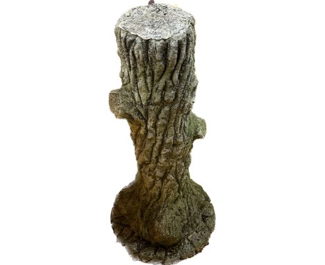 Concrete tree trunk garden ornament overall height approximately 24 inches 