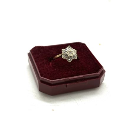 9ct gold diamond cluster ring total weight 2.8 grams ring size l/m 