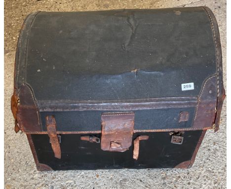 A large antique dome topped leather trunk, 50 x 70 x 57cm.