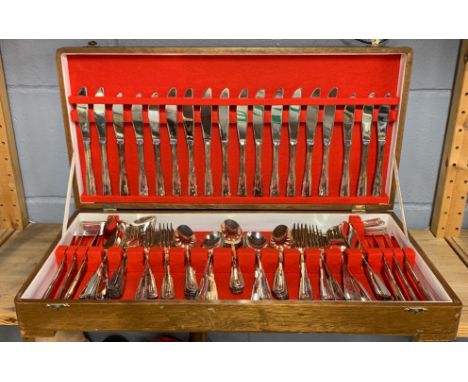 A cased silver plated cutlery set.