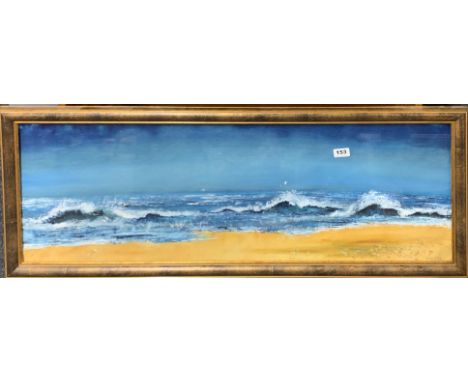 A gilt framed watercolour seascape signed M.D. 2003, frame size 110 x 44cm.
