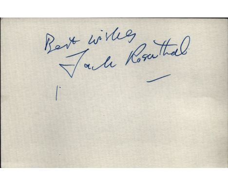 Jack Rosenthal signed album page. Good condition. All autographs come with a Certificate of Authenticity. We combine postage 