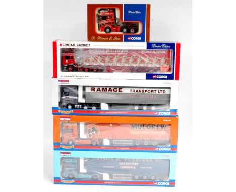 Corgi Hauliers of Renown 1/50th scale Road Transport Group, 5 boxed examples to include CC11902 Castle Cement ERF Curtainside