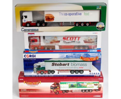Corgi and Cararama 1/50th scale Road Transport Group, 4 boxed examples, all as issued, to include CC13756 Eddie Stobart Scani