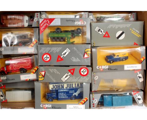 2 boxes containing 37 Corgi Modern Issue diecast vehicles, all in grey window boxes, some boxes require cleaning and with dam