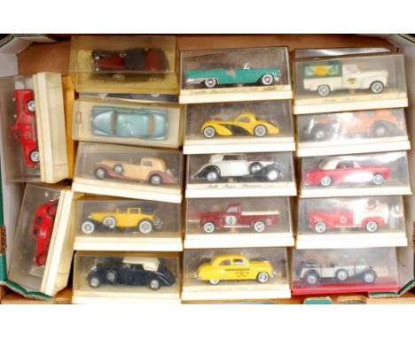 34 plastic cased Solido diecast vehicles, mixed series and issues, mainly Solido D'Or Range, all cases require cleaning, exam