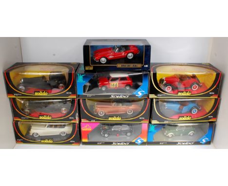 Solido and Ricko 1/18th scale diecast group, 10 boxed examples, to include Solido Mini Cooper S 1964, Solido Custom Mini Coop