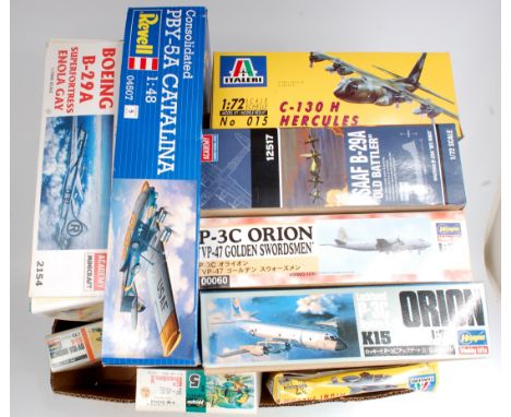 16 assorted mixed scale plastic aircraft and military kits, 1:72nd, 1:48th and 1:144th included, mixed manufacturers, all app