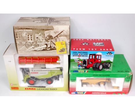 1/32nd scale Combine Harvester and Tractor Group, 4 boxed examples, to include ROS Golden Line Collection TX66 New Holland, U