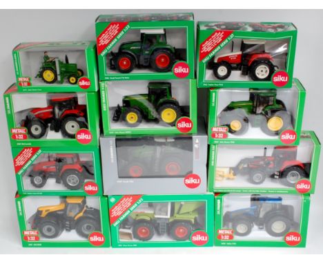 Siku Farmer 1/32nd scale Tractor Group, 12 boxed examples, to include No.3262 John Deere 7530, No.3267 JCB 8250, No.2963 Case