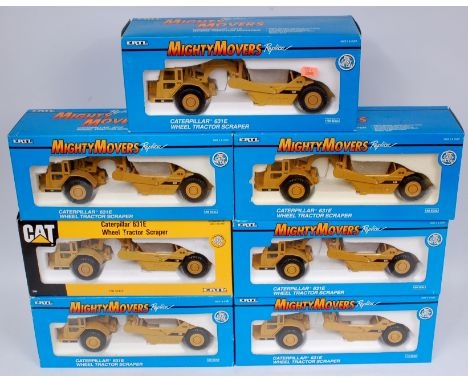 ERTL 1/50th scale Caterpillar Scraper group, 7 boxed examples, all being models of 631E Caterpillar Wheel Tractor Scraper, (A