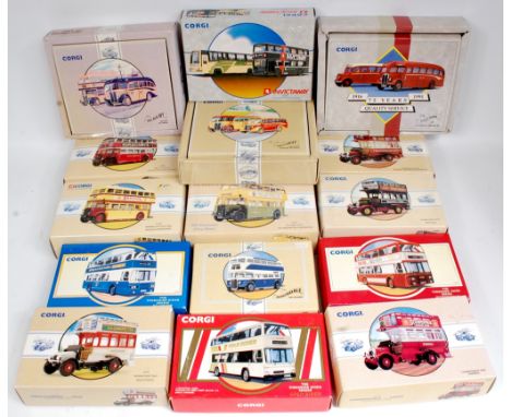 Corgi Classics 1/50th scale Public Transport Group, 16 boxed examples, 1 box with tape repair, examples to include Yelloway B