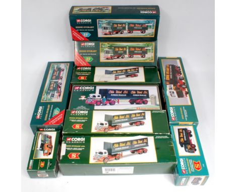 Corgi Eddie Stobart 1/50th scale Road Transport Group, 10 boxed examples, some doubles, to include Ford Transcontinental Tilt