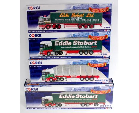 Corgi Hauliers or Renown 1/50th scale Road Transport Group, 4 Eddie Stobart Examples, 1 missing Collector's Card, examples in