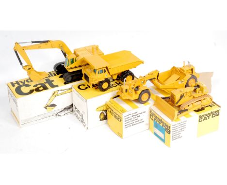 NZG and Gescha 1/50th scale Caterpillar construction diecast group, 4 boxed examples to include Gescha No.287 CAT D9 Track Ty