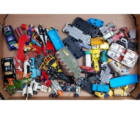 Dinky, Corgi, Matchbox and other play worn diecast group, examples to include Corgi Thrushbuster, Dinky Shado 2, Corgi John P