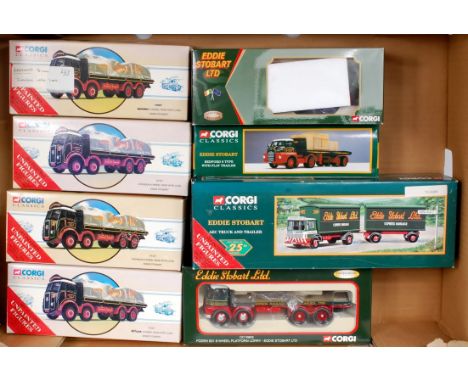 Corgi Classics 1/50th scale Eddie Stobart Road Transport Group, 8 boxed examples to include CC10805 Foden S21 8 Wheel Platfor