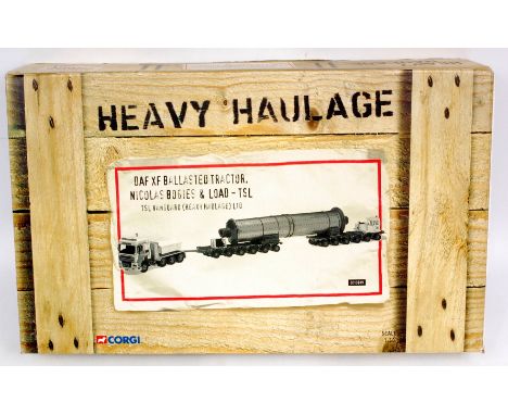 Corgi Heavy Haulage 1/50th scale, No.CC13209 DAF XF Ballasted Tractor, Nicolas Bogies and Load, in TSL Vanguard Livery, in th