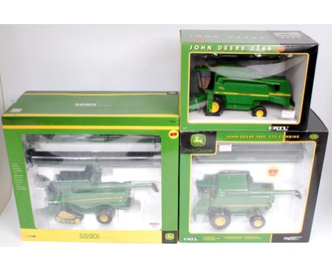 Britains and ERTL 1/32nd scale John Deere Farming Implement Group, 3 boxed examples, all appear as issued, to include ERTL No