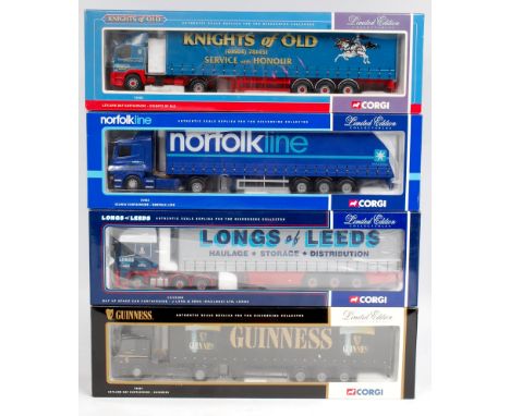 Corgi Hauliers of Renown 1/50th scale Road Transport Group, 4 boxed examples to include CC13202 J.Long and Sons DAF XF Space 