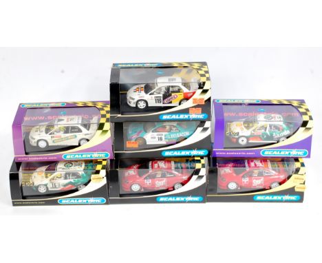 Scalextric 1/32nd scale Slot Car Racing Group, 7 Boxed/Plastic Cased Examples to include C2298 Opel V8 Coupe "Sport Bild", C2
